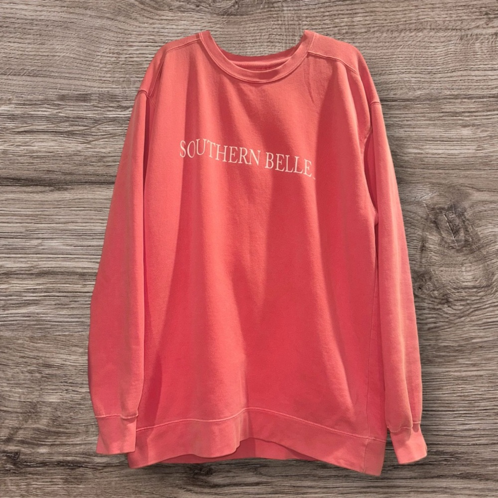 SOUTHERN BELLE Southern Prep coral seawash sweatshirt women’s size XL